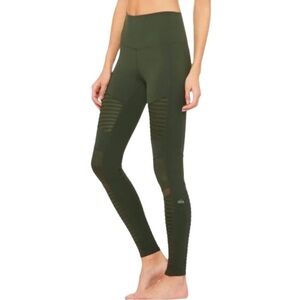 Alo Yoga Women's Dark Green Moto Workout Yoga Leggings Size XS